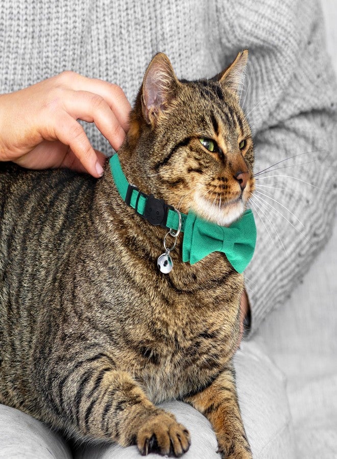 Yuomeaz 2 PCS Green Bow Tie Cat Collar with Bell, Breakaway Safety Buckle Bow Ties for Cats, 8-12 Inch Adjustable Kitten Bowtie Collar for Girl Boy Cats, Dogs, Pets - Image 4